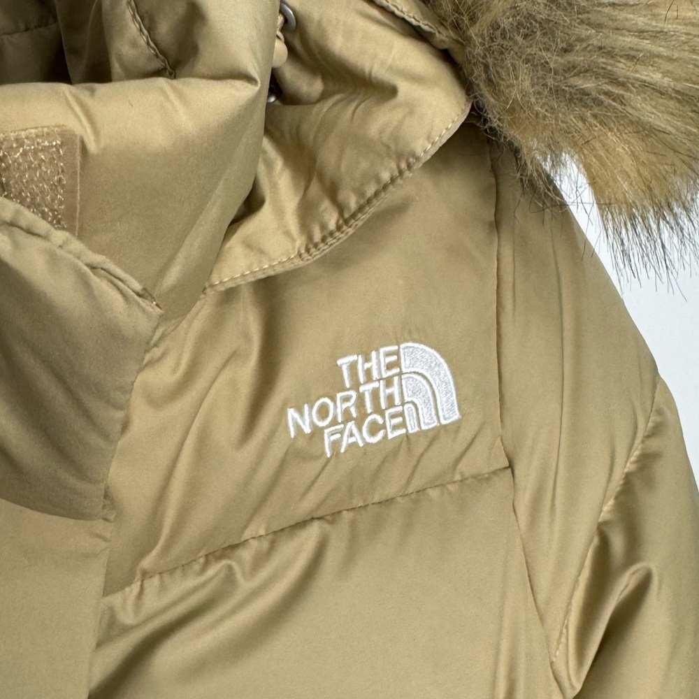 The North Face Gotham Down Jacket Faux Fur Hood Khaki Women’s XS - Picture 2 of 6